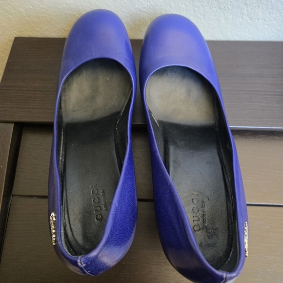 Gucci blue leather pumps 38.5 US 8.5 made in Italy 3.5" heel - Picture 11 of 11